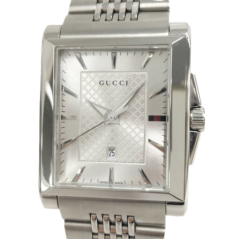 Gucci G-timeless 138.4 Mens Watch Rectangle Quartz Stainless Steel Silver Dial