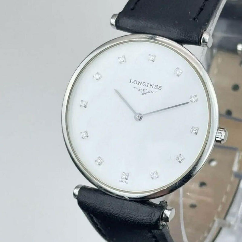 Longines Grand Classique L4.709.4 Quartz Watch 12 Diamond Markers White Dial