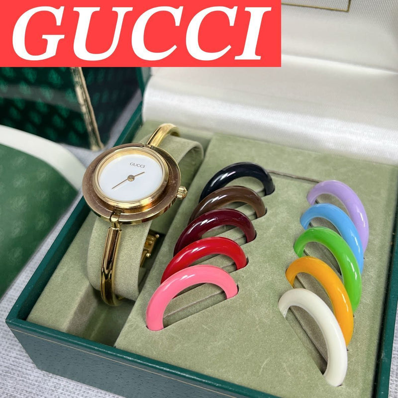 Gucci Change Bezel 1112.2 Womens Watch Quartz Vintage With Box Set Collectible