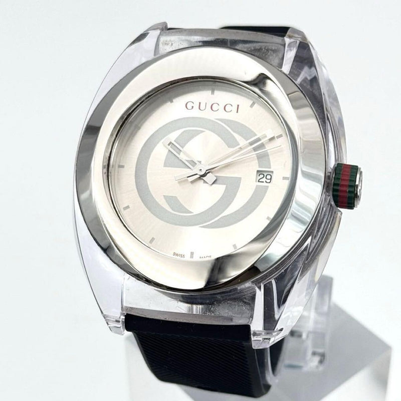 Gucci Belt Gucci 137.1 Sync Watch Sherry Line Mens Quartz Watch Black Silver