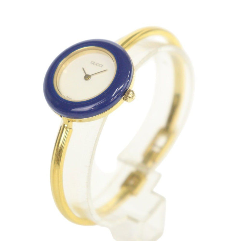 Gucci 1112.2 Womens Quartz Watch Interchangeable Bezels White Dial Gold Finish