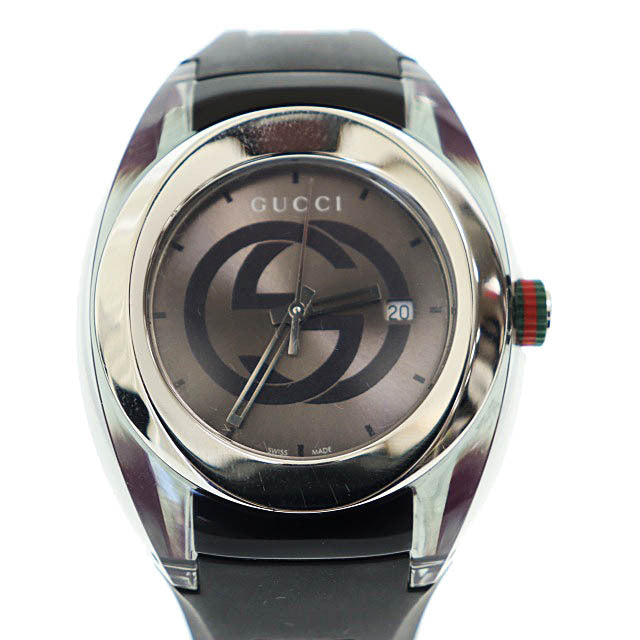 Gucci Sync Quartz Watch Ya137107a 137.1 Black Silver Mens Fashion Watch Used