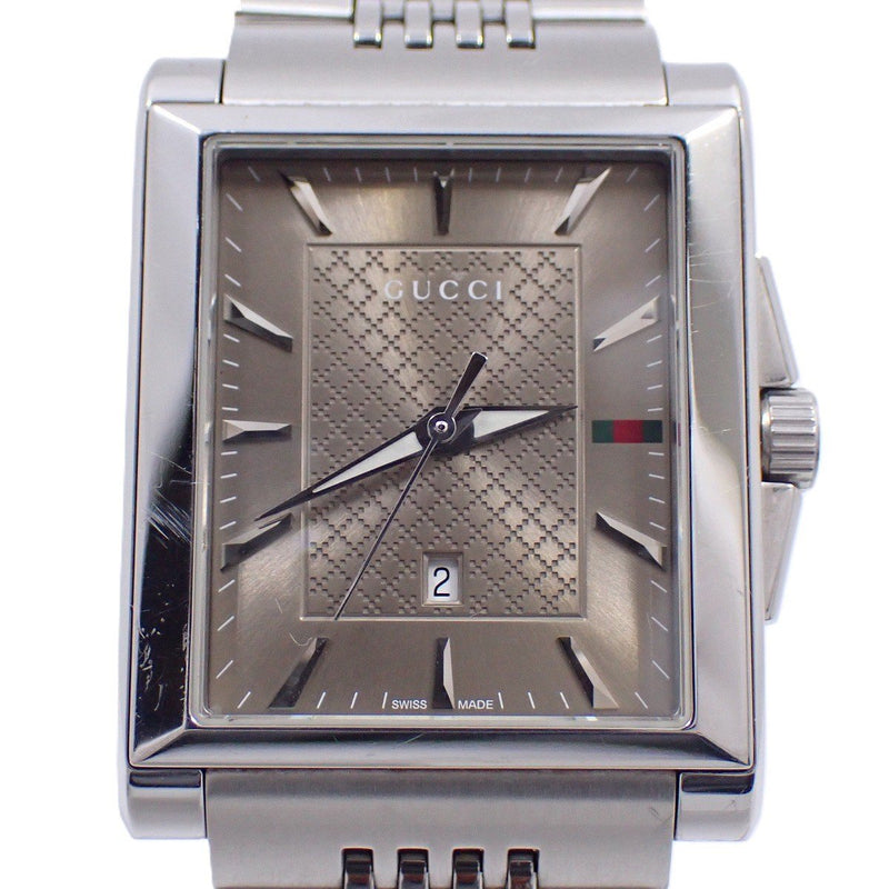 Gucci Ya138402 G-timeless Rectangle Quartz Mens Watch Brown Dial Stainless