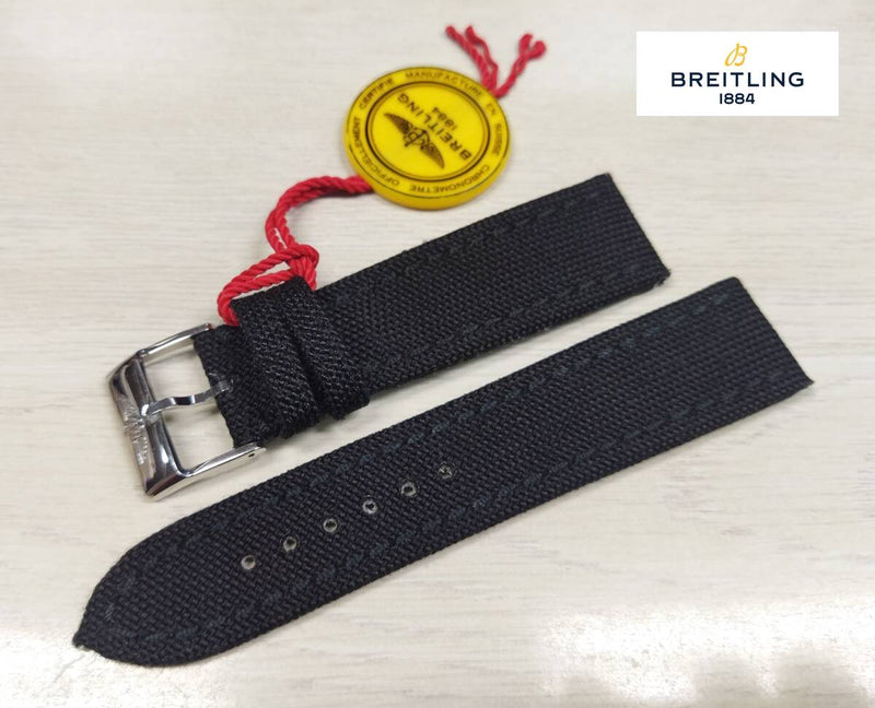 Breitling Fabric Strap 103w Black 22-20mm With Buckle Genuine Replacement Belt