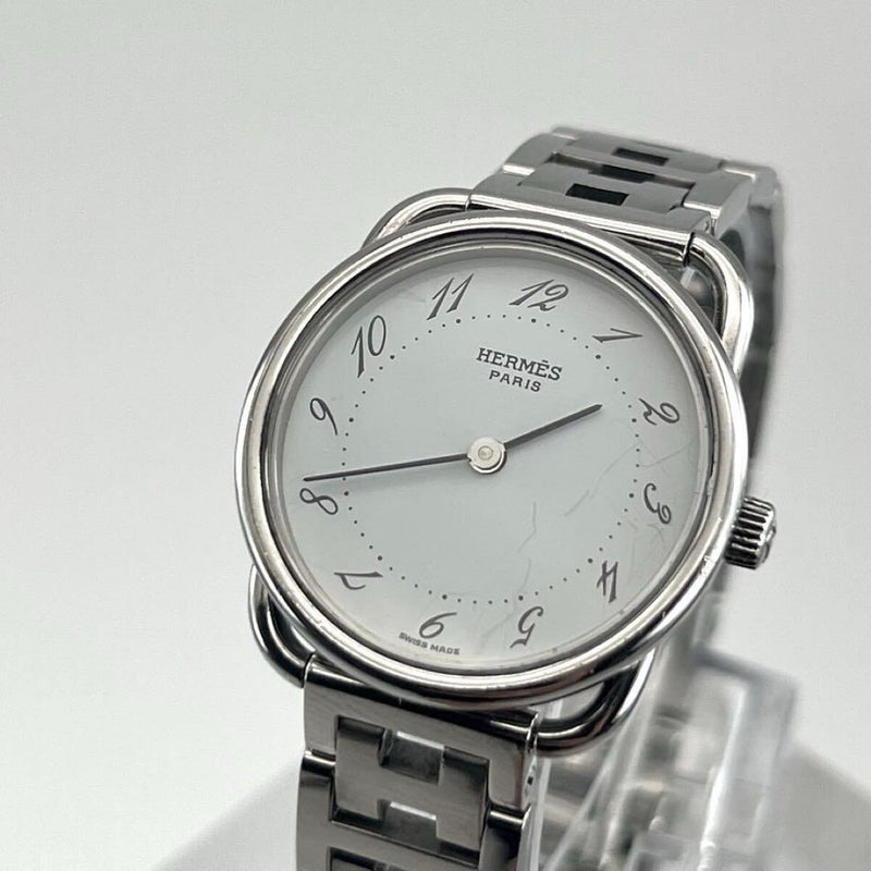 Hermes Arceau Ladies Watch White Dial Silver New H-band Quartz 2 Extra Links