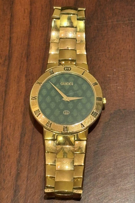 Gucci 3300m Quartz Watch Gold Mens Working Analog Swiss Made Wrist Watch Luxury