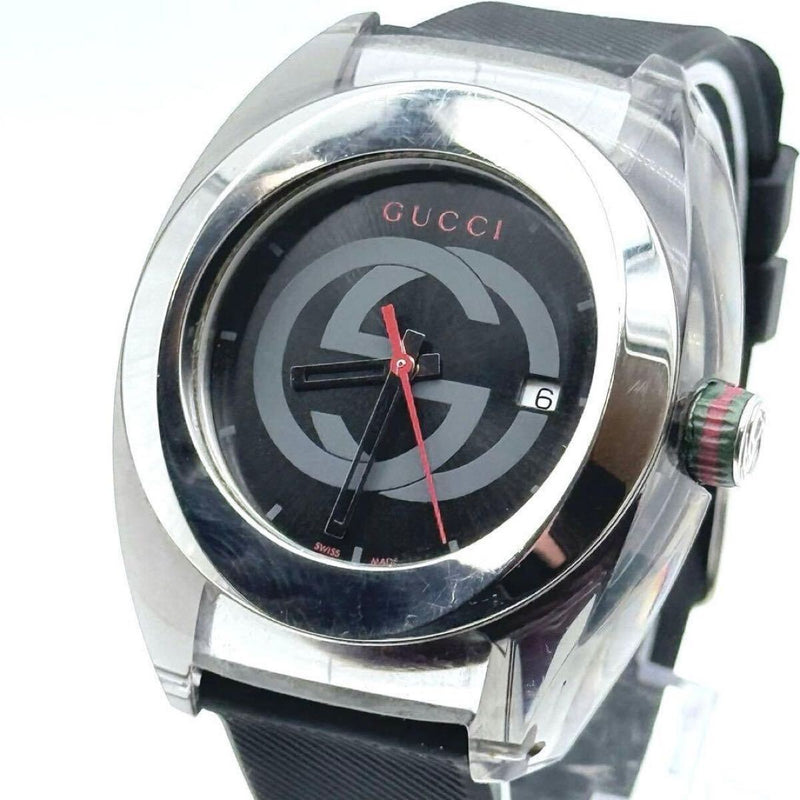Gucci Belt Gucci 137.1 Sync Watch Sherry Line Black Dial Quartz Mens Fashion