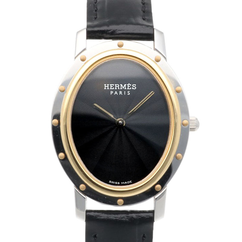 Hermès Clipper Oval Watch Co1.520 Stainless Steel Quartz Womens Elegant Dress