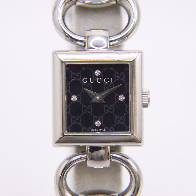 Gucci Tornabuoni 120 Ya120507 Diamond (0.012ct) Black Bangle Watch Stainless