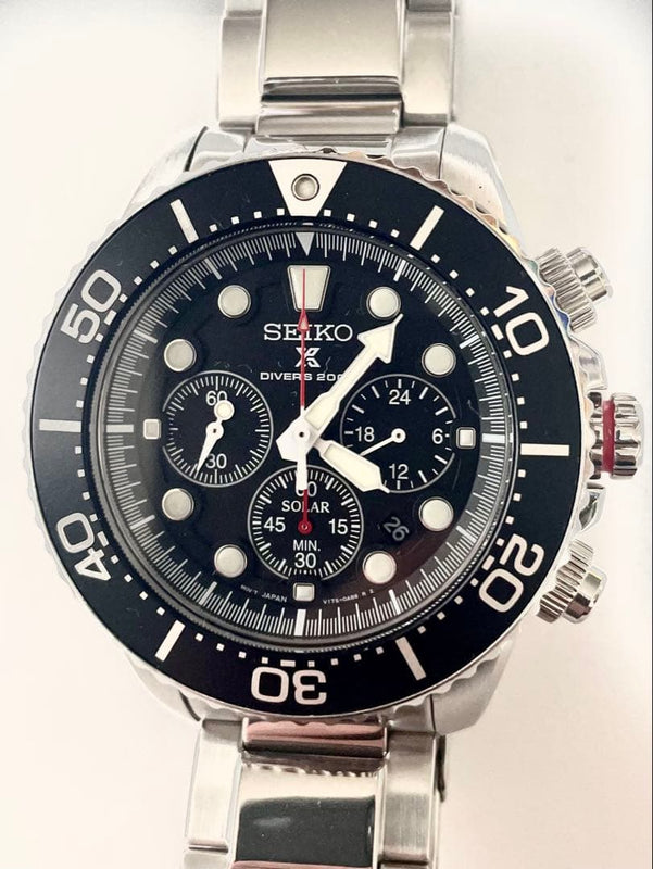 Seiko Prospex V175-0ad0 Chronograph Mens Wristwatch Solar Quartz Japanese Diver