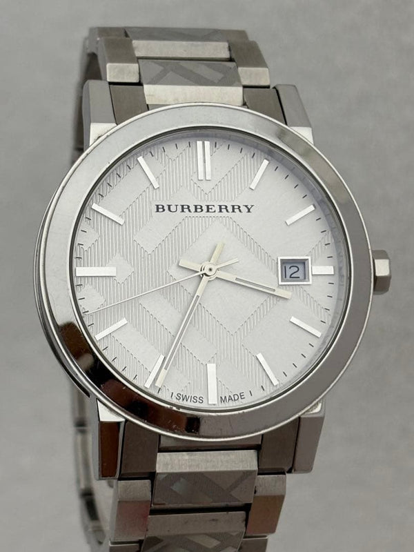 Burberry Bu9037 Quartz Mens Wristwatch Japanese Vintage Stainless Steel Working