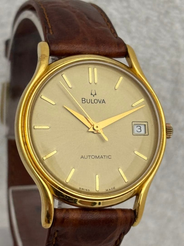 Bulova Ea311011 Automatic Date Skeleton Mens Wristwatch Japanese Vintage
