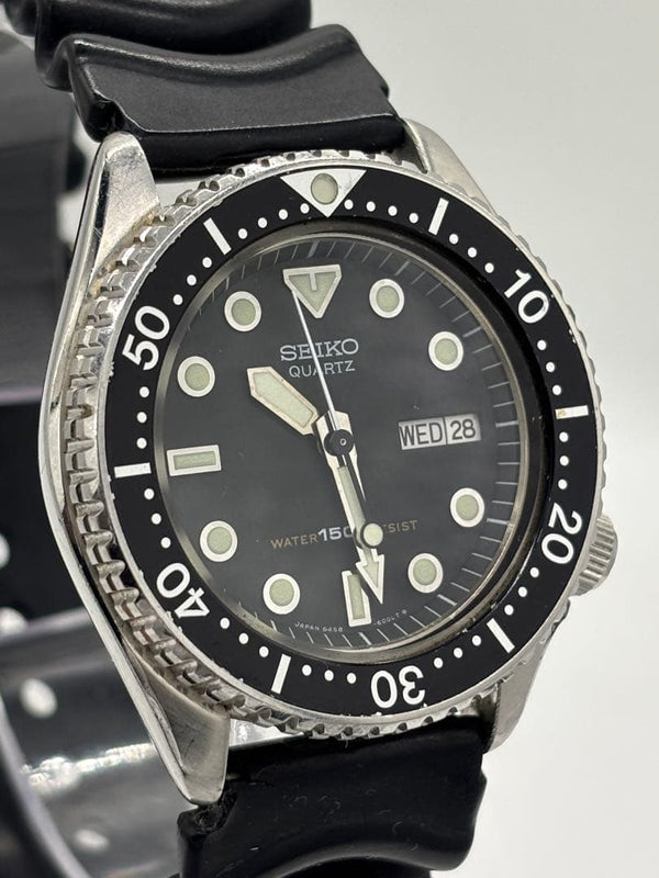 Diver Quartz 6458-6000 Mens Wristwatch Japanese Vintage Working Stainless