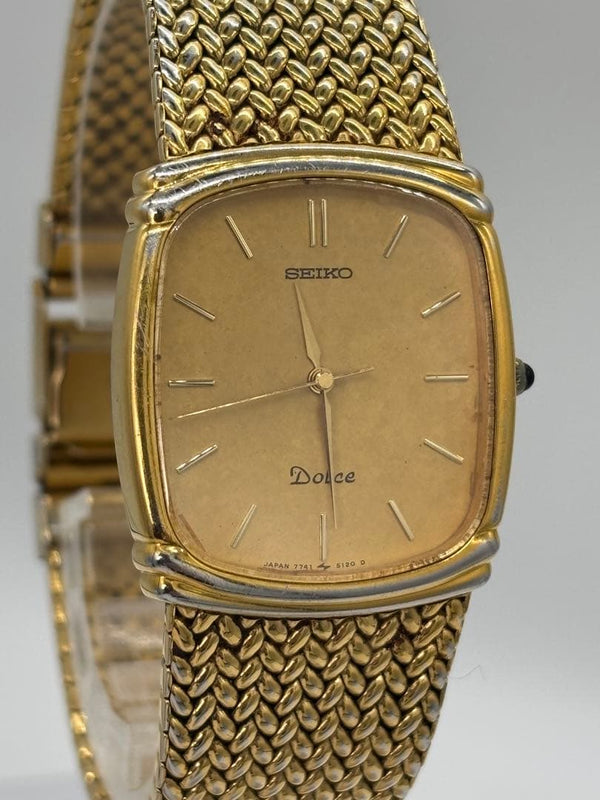 Dolce Quartz 7741-5110 Mens Wristwatch Original Band Japanese Vintage
