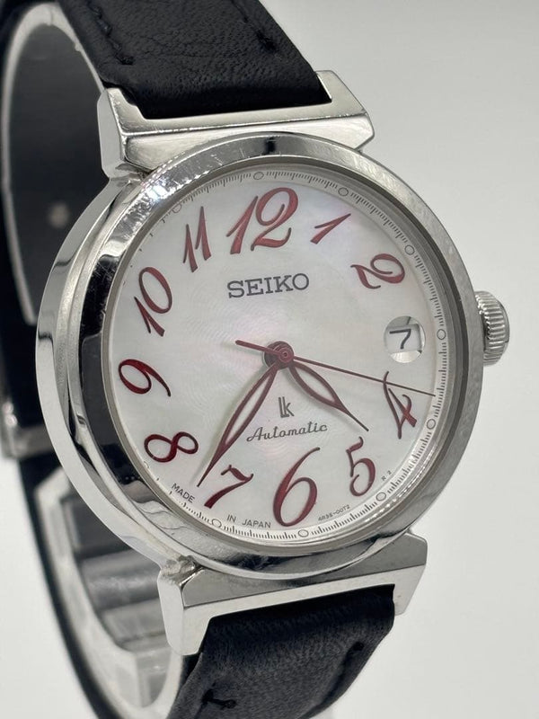 Lukia Automatic 4r35-00j0 White Shell Ladies Wristwatch Japanese Vintage
