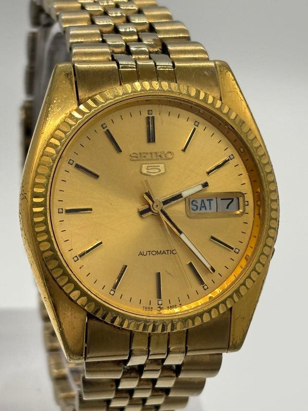 5 Automatic Day Date Mens Wristwatch 7009-3110 Vintage Japanese