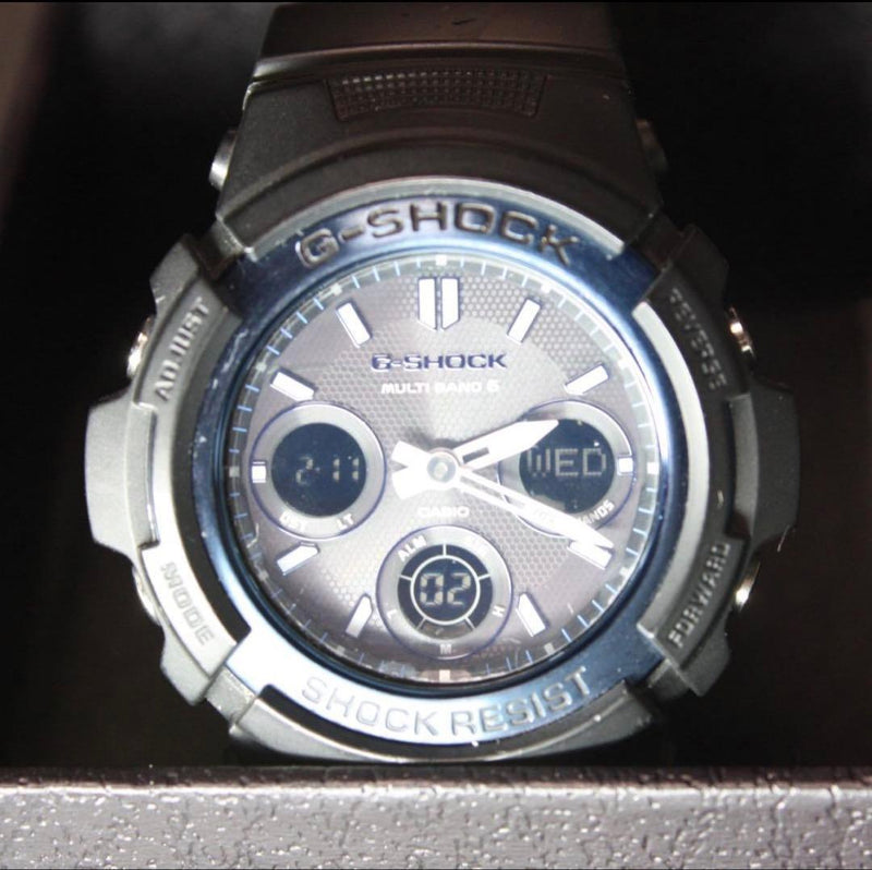 G-shock Awg-m100a-1ajf Mens Watch Japanese Modern Solar Radio Wave Black Blue