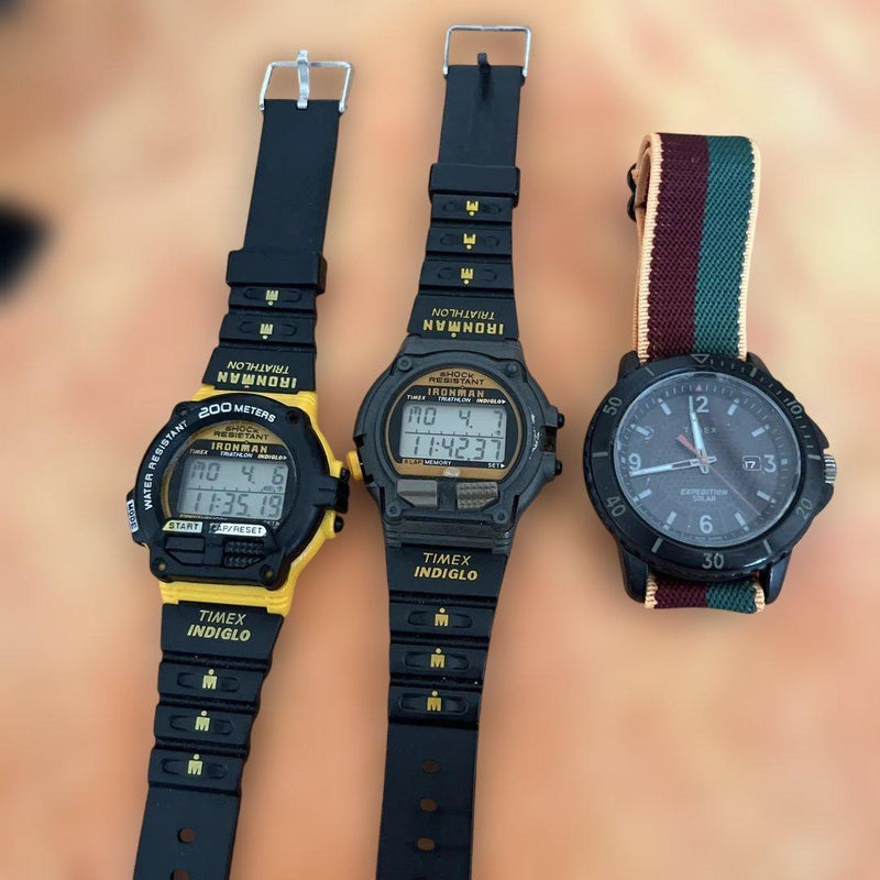 Timex Indiglo Ironman Digital Solar Wristwatch 3-piece Set Japanese Vintage