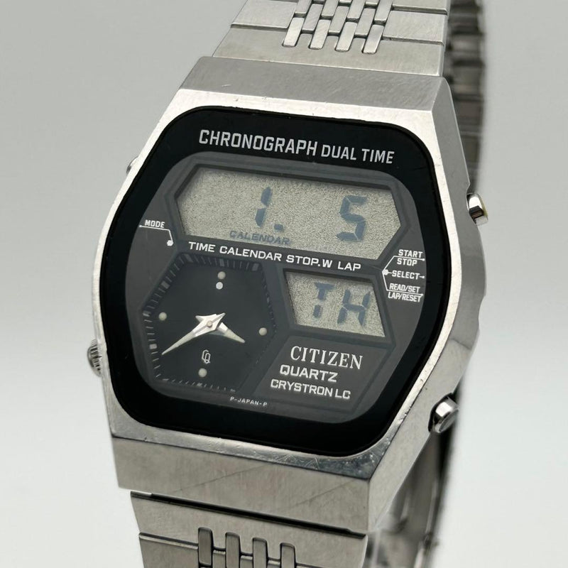 Citizen Crystron Ana-digi Quartz Wristwatch Japanese Vintage 1970s Stainless