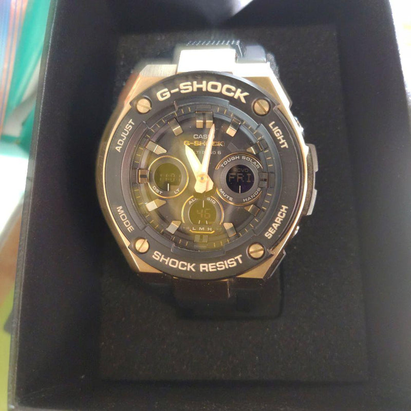 G-shock Black Gold Gst-w300g Solar Radio Japanese Mens Wristwatch Vintage