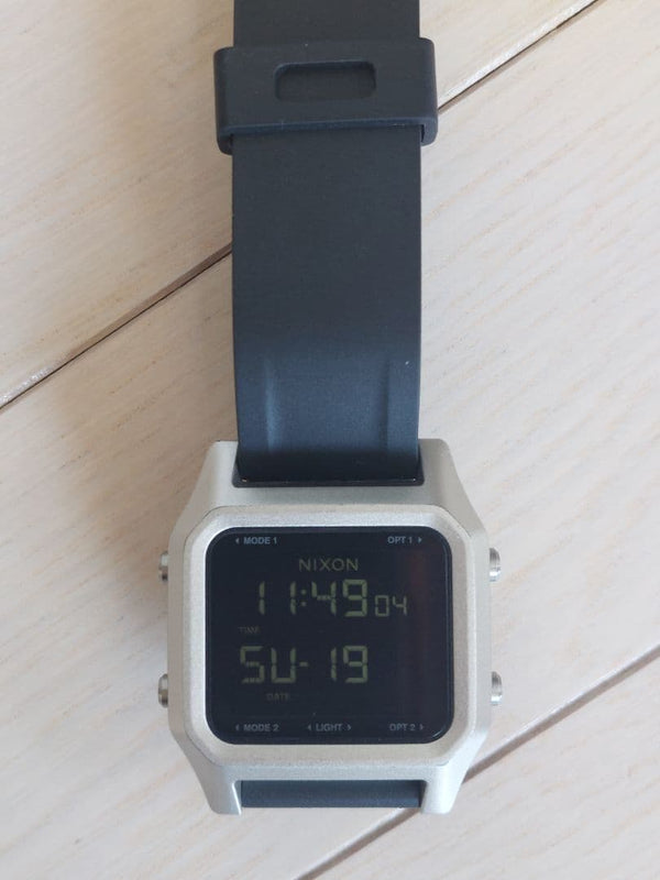 Nixon Staple Digital Wristwatch Silver Black Japanese Modern Mens Stainless