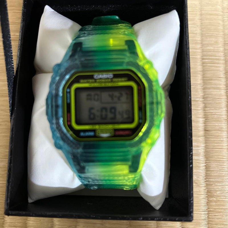 G-shock Digital Wristwatch Green Yellow Rubber Band Quartz Japanese Vintage
