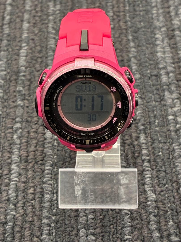 Casio Pro Trek Prw-3000 Pink Digital Wristwatch Japanese Vintage Solar Powered