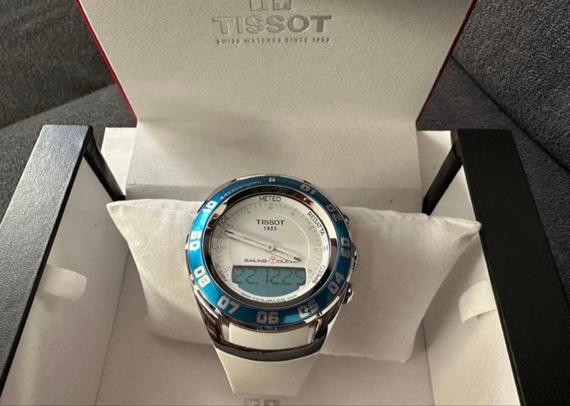 Tissot Sailing-touch Digital Wristwatch Mens Japanese Quartz Vintage Stainless