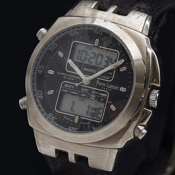 Pierre Lannier 116b1 Digiana Dial Quartz Mens Wristwatch Japanese Vintage