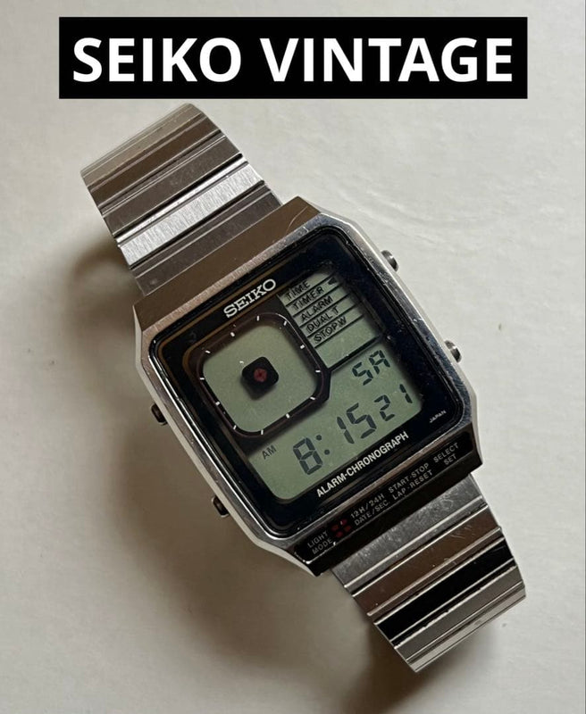 Seiko Digiborg Quartz Digital Wristwatch Japanese Vintage Mens Stainless Steel