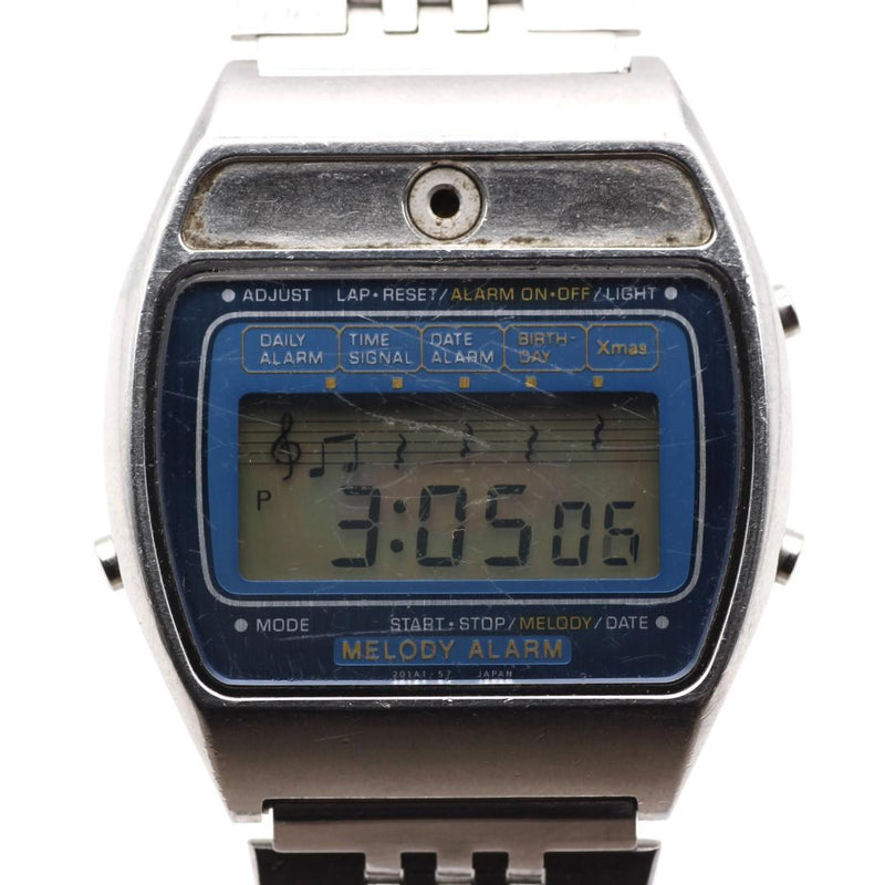Casio Melody Alarm Wristwatch Vintage 80s Japanese Digital Watch Stainless