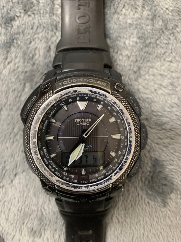 Casio Pro Trek Prw-5050bn Digital Wristwatch Japanese Solar Triple Sensor