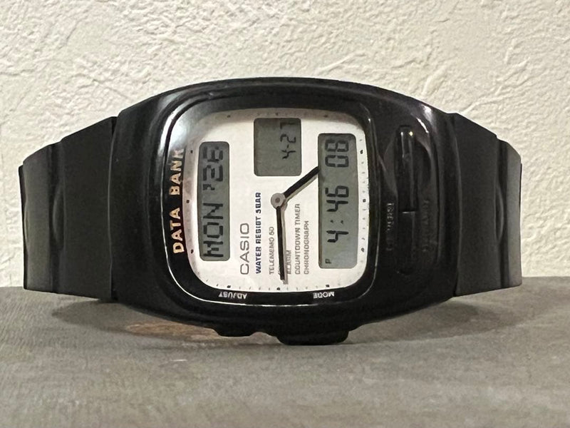 Ab-50w Data Bank Digital Quartz Mens Wristwatch Japanese Vintage Lcd