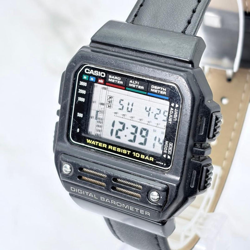 Working Casio Digital Barometer Mens Wristwatch Vintage Japanese Digital Watch