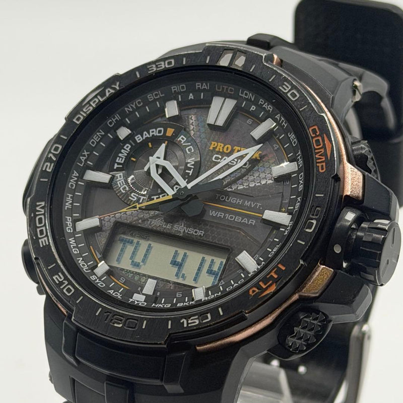 Casio Pro Trek Prw-6000y Triple Sensor Solar Mens Wristwatch Japanese Vintage
