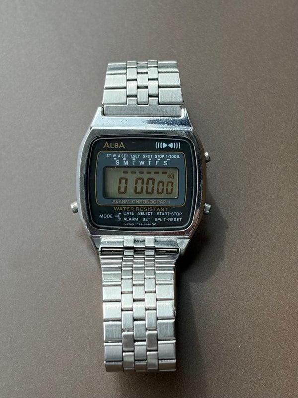 Alba Y799-5050 Japanese 1984 Vintage Mens Wristwatch Original Band Stainless
