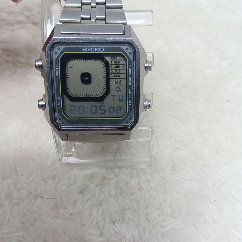 Digiborg Vintage Mens Wristwatch Japanese Digital Lcd Stainless Steel