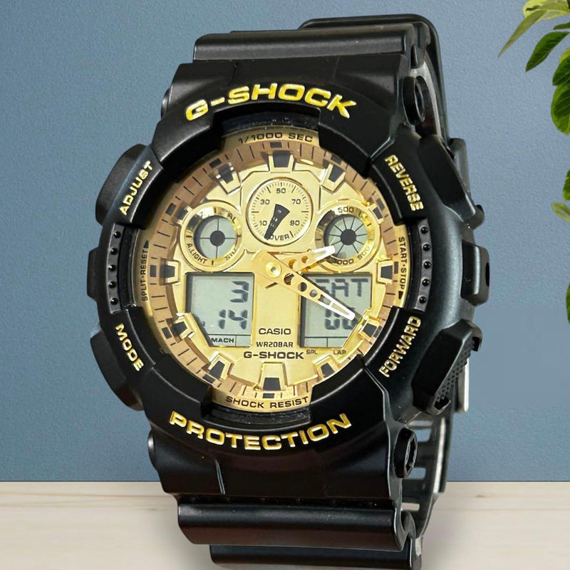 Working Casio G-shock Ga-100ggb Mens Wristwatch Japanese Quartz Black Sport