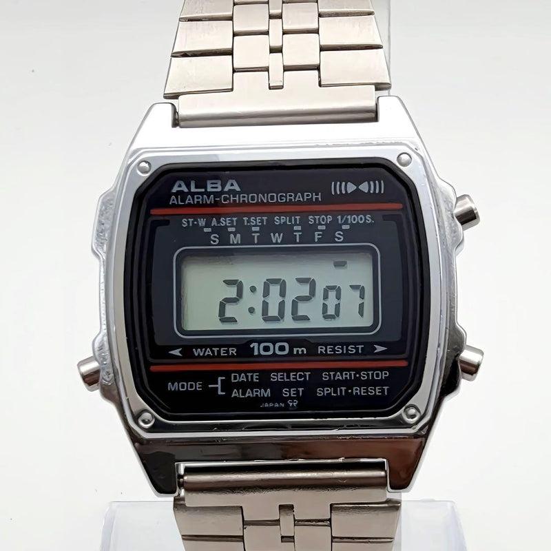 Seiko Alba Y799-4190 Digital Mens Wristwatch Japanese Vintage Quartz Stainless