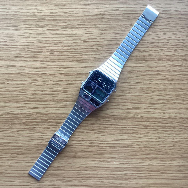 Record Label Reissue Ana-digi-temp Silver Japanese Vintage Quartz
