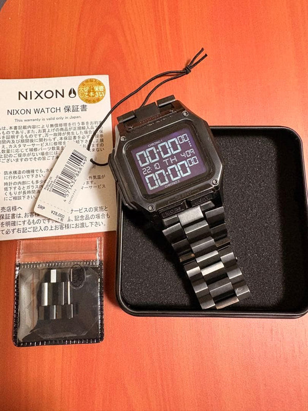 Nixon The Regulus All Black Digital Wristwatch Japanese Modern Mens Stainless