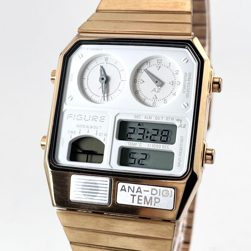 Working Battery  Record Label Ana-digi Mens Wristwatch Japanese Vintage