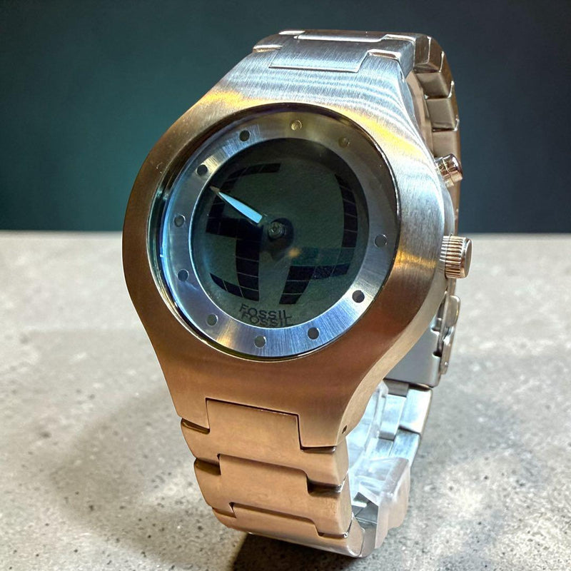 Fossil Big Tic Jr8051 Mens Wristwatch Japanese Vintage Quartz Stainless Steel