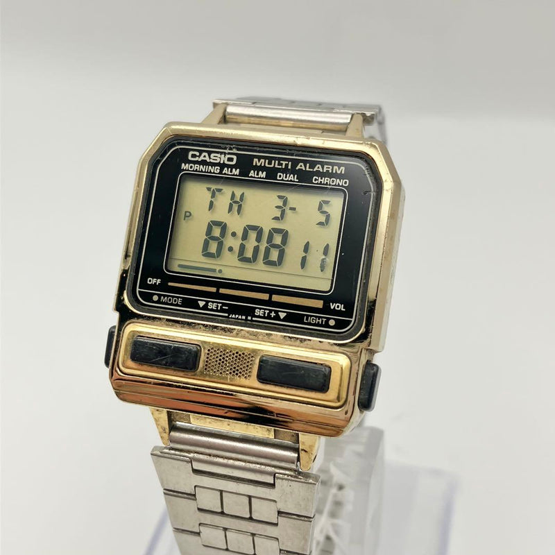 Working Casio Multi Alarm Digital Mens Wristwatch Japanese Vintage Stainless