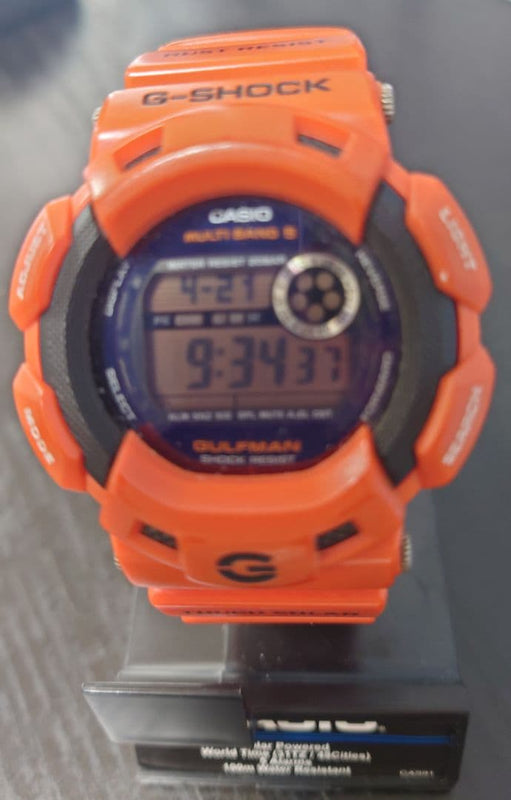 G-shock Gulfman Gw-9100r Orange Japanese Radio Solar Mens Wristwatch Vintage