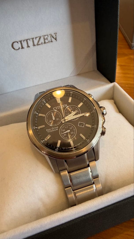 Eco-drive Mens Wristwatch Japanese Solar Powered Stainless Steel