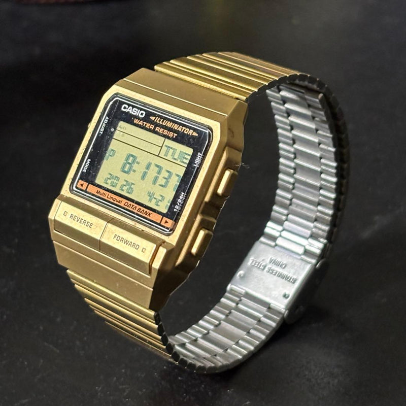 Casio Databank Db380g Gold Digital Watch Retro Vintage Overseas Model Japanese