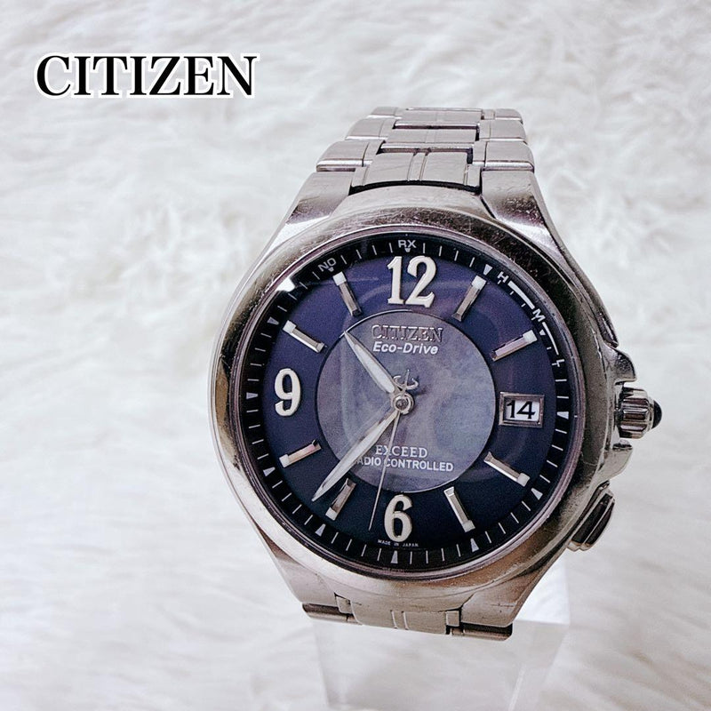 Citizen Exceed Eco-drive Mens Wristwatch Black Mother Of Pearl Lightweight