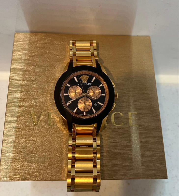 Versace Character Chrono Quartz Wristwatch Japanese Vintage Mens Stainless
