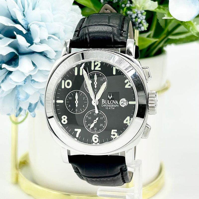 Bulova Chronograph Bvv402 Quartz Wristwatch Japanese Vintage Mens Stainless